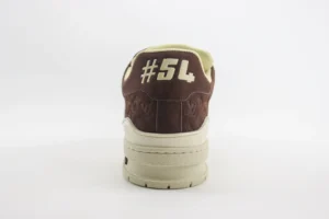 Louis Vuitton LV Trainer Sneaker #54 brown suede monogram embossed cream sole leather