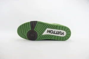 Louis Vuitton LV Trainer Sneaker green rubber sole with black and white logo rubber material