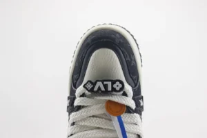 Louis Vuitton LV Trainer Sneaker black white monogram canvas leather sneaker with thick white laces