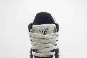 Louis Vuitton LV Trainer sneaker white black leather and fabric with thick white laces