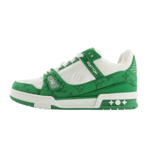 Louis Vuitton Trainer Sneaker green white canvas leather low-top design