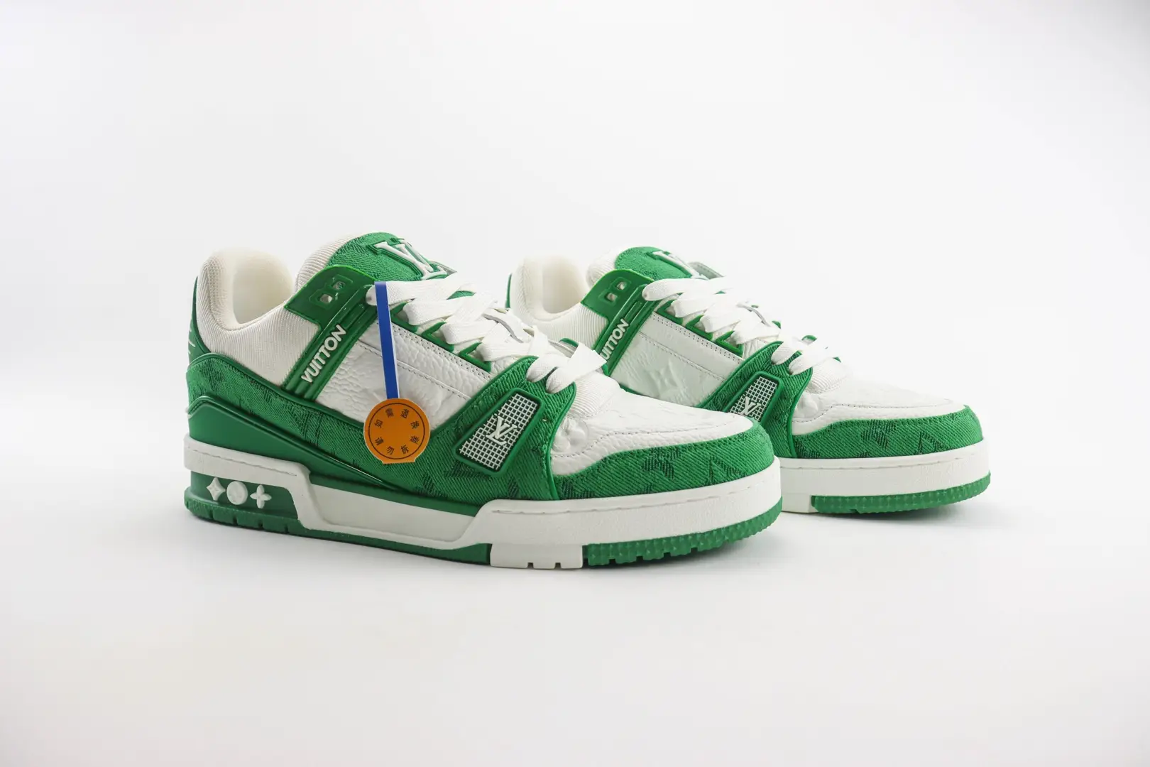 Louis Vuitton LV Trainer Sneaker 1A8U13 white green canvas leather low-top shoes
