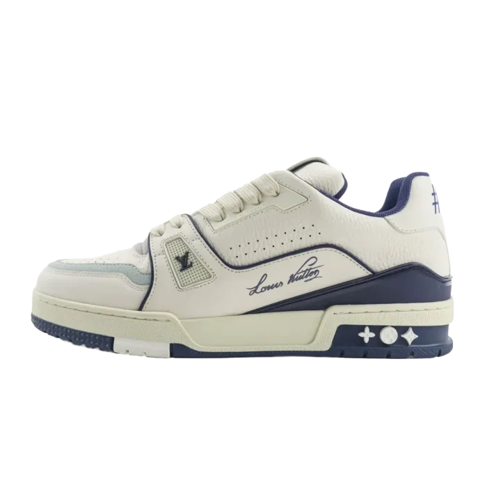 Louis Vuitton LV Trainer Sneaker white navy leather and suede low-top sneakers