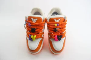 Louis Vuitton LV Trainer Sneaker LV01 orange white leather with colorful charm lace accessories