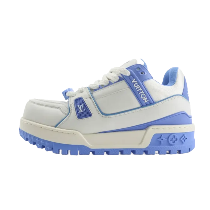 Louis Vuitton LV Trainer sneakers white blue leather and mesh material with rubber sole