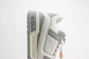 Louis Vuitton LV Trainer sneaker 1A5XFD white grey calf leather mesh upper shoe
