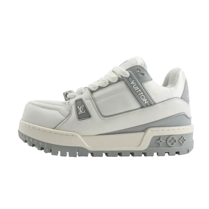 Louis Vuitton LV Trainer sneaker white gray leather rubber sole luxury sneakers