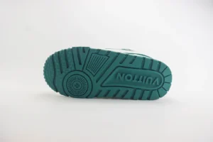 Louis Vuitton Trainer Sneaker blue rubber sole made in Italy with embossed logo and detailed tread pattern