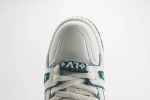 Louis Vuitton LV Trainer Sneaker 1A8QK7 white teal leather and mesh upper style shoes