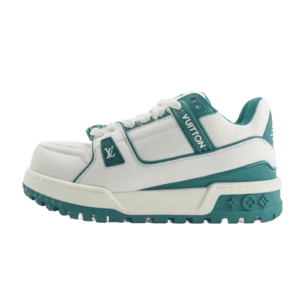 Louis Vuitton LV Trainer sneaker white teal leather canvas luxury shoe