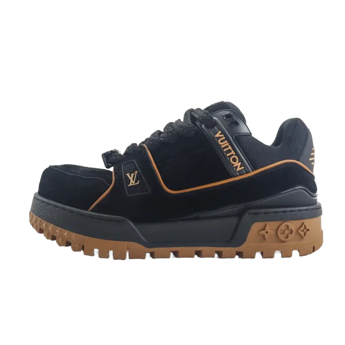 Louis Vuitton LV Trainer black brown monogram suede leather sneakers