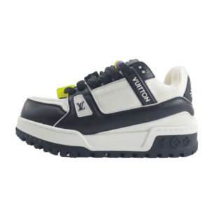 Louis Vuitton LV Trainer sneaker white black yellow leather and textile material