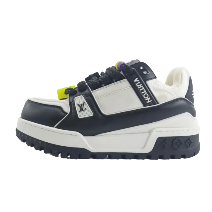 Louis Vuitton LV Trainer sneaker white black yellow leather and textile material