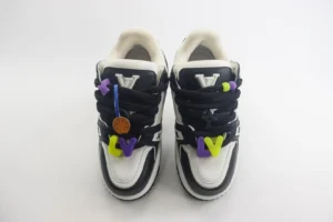 Louis Vuitton LV Trainer sneakers white black colorway leather and rubber with colorful lace charms