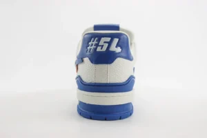 Nike Dunk Low Pro SB white blue leather sneakers with #54 graphic on heel tab