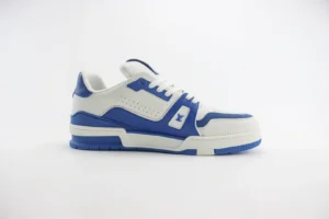 Louis Vuitton LV Trainer sneaker white blue colorway leather and synthetic material sneakers