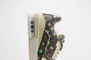 Louis Vuitton LV Trainer sneaker beige brown monogram canvas leather multicolor accents
