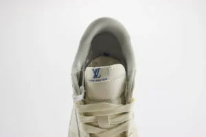 Louis Vuitton LV Trainer sneaker white leather with blue logo on tongue