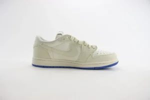 Nike Jordan 1 Low OG Style DD1391-100 Sail/Court Blue cream leather sneaker with rubber sole
