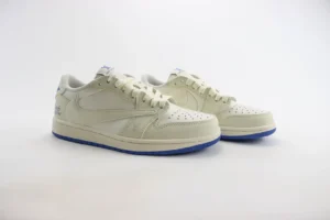 Nike Louis Vuitton Air Jordan 1 Low Style DD1869-100 Sail and Blue leather sneakers