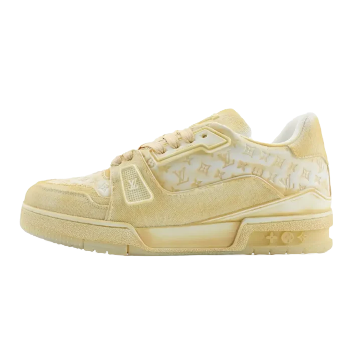Louis Vuitton LV Trainer sneaker beige monogram canvas and suede material low top shoes
