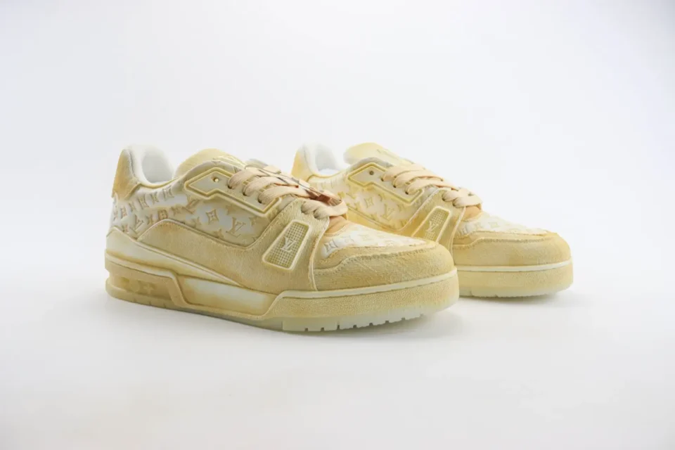 Louis Vuitton Trainer Sneaker beige monogram canvas and suede luxury low-top sneakers