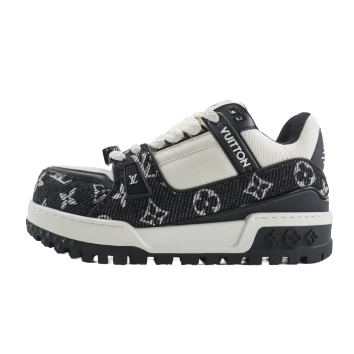 Louis Vuitton LV Trainer Supreme black white monogram canvas leather sneakers