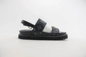 Louis Vuitton LV Trainer sandal black monogram leather with adjustable back strap and chunky sole