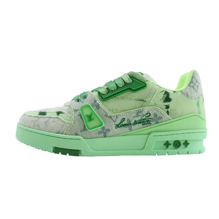 Louis Vuitton LV Trainer Sneaker green multicolor canvas and leather sneakers