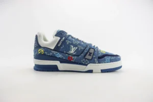 Louis Vuitton Trainer Sneaker denim multicolor monogram canvas and leather low-top shoe