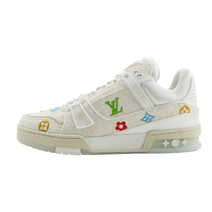 Louis Vuitton LV Trainer Sneaker white multicolor canvas embroidered floral sneakers