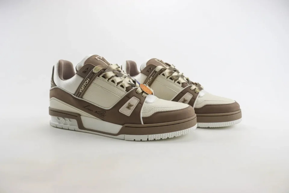Louis Vuitton LV Trainer sneakers brown beige leather and mesh luxury casual shoes