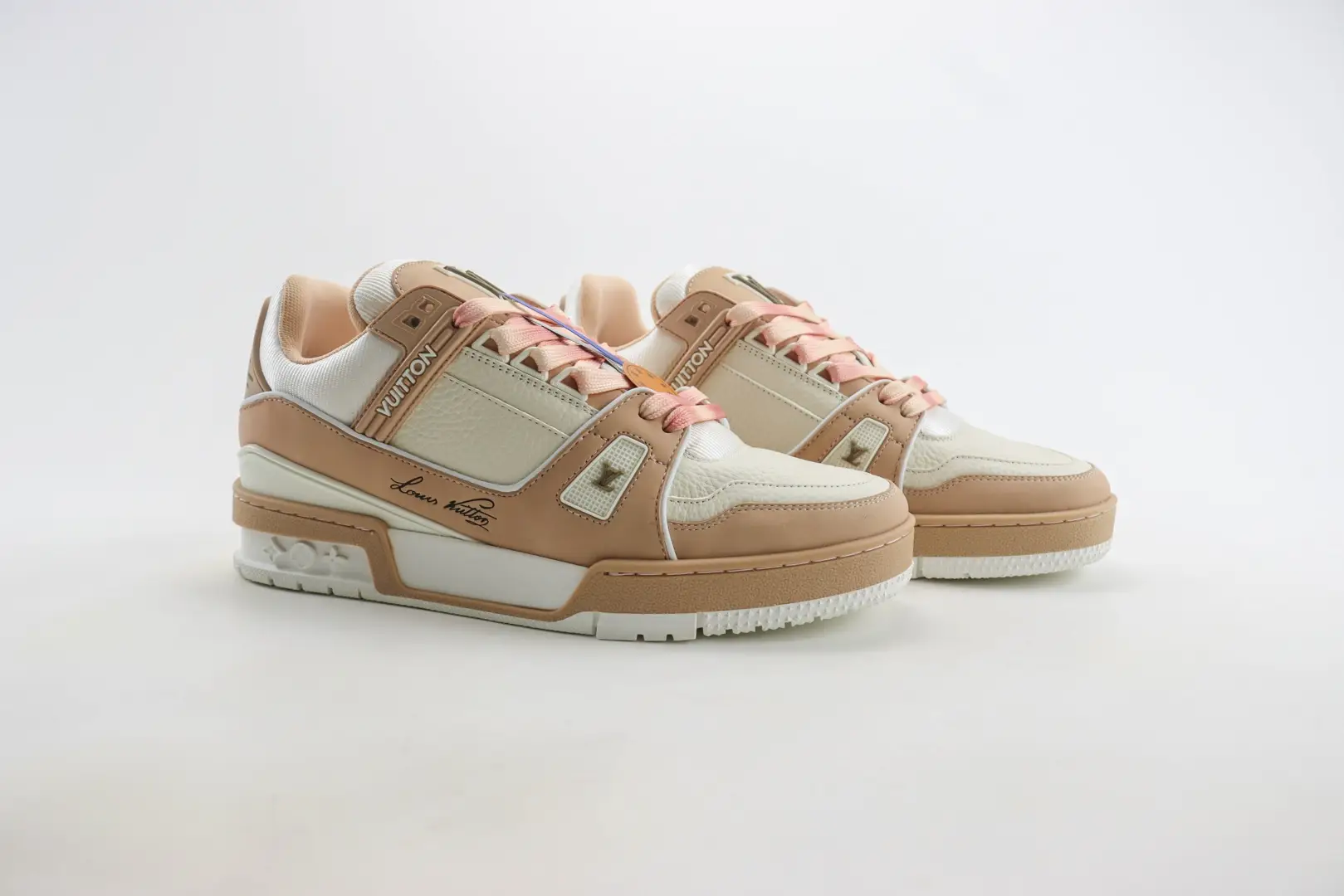 Louis Vuitton LV Trainer sneakers beige pink leather and mesh low-top shoes