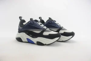 Dior B22 sneakers blue, black, and white colorway mesh and leather material chunky sole shoes