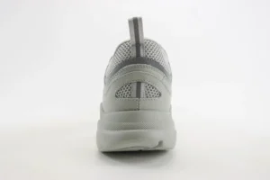 Skechers D'Lites Style 11977 Grey colorway synthetic leather and mesh sneakers rear view