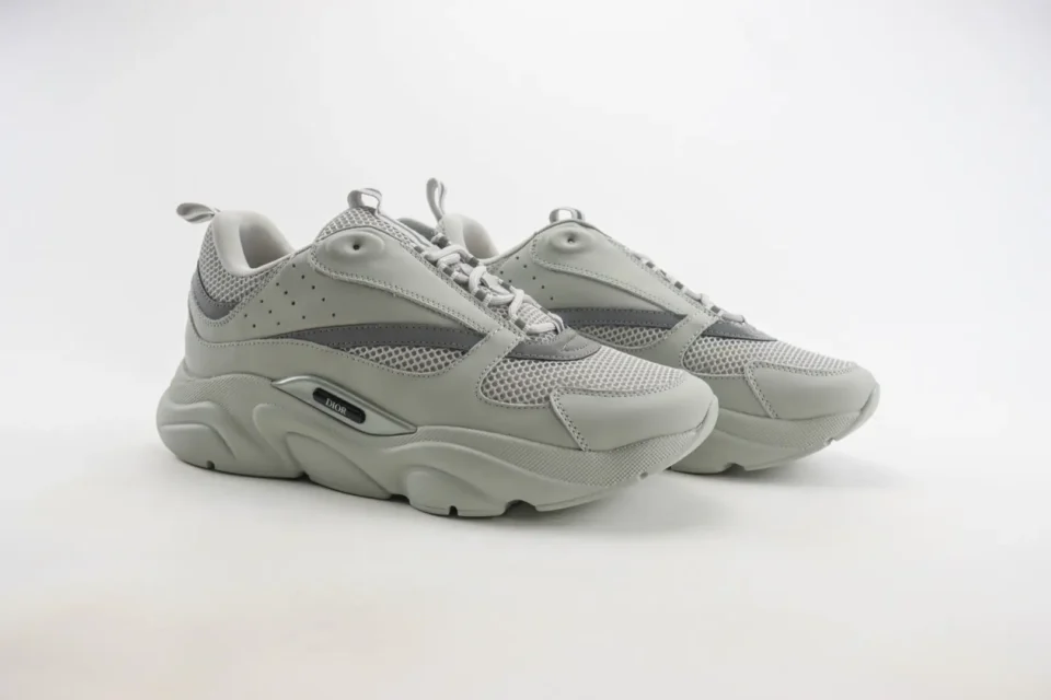 Dior B22 sneakers in grey colorway with mesh and leather upper material, style ID not visible