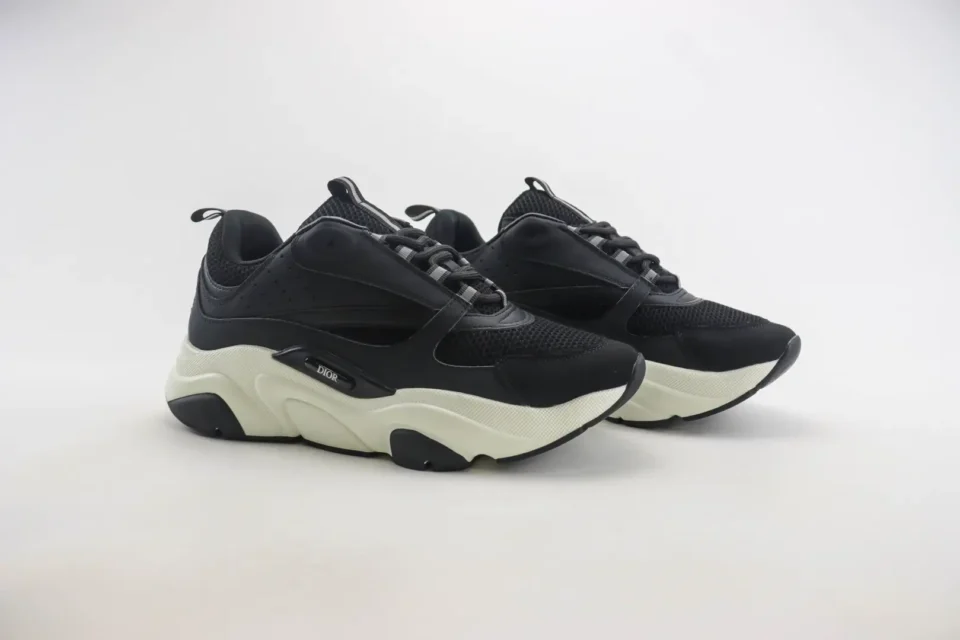 Dior B22 sneakers black and white colorway mesh and leather material chunky sole shoes