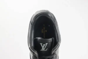 Louis Vuitton LV Trainer sneaker black leather high-top with embossed monogram pattern