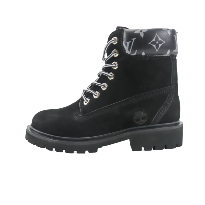 Timberland Icon 6-Inch boot black leather with monogram padded collar and rubber lug sole