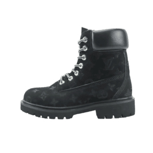 Louis Vuitton Mountain Boot black monogram canvas leather ankle boots with lace-up closure