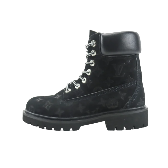 Louis Vuitton Mountain Boot black monogram canvas leather ankle boots with lace-up closure