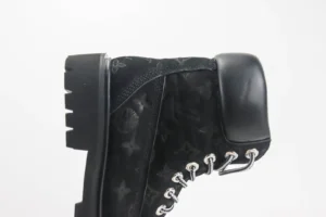 Louis Vuitton LV Trainer Boot black monogram embossed suede black leather collar sneakers
