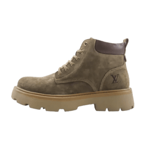 Louis Vuitton casual yellow boots with light bottom, featuring a suede upper and logo detail, designed for the Autumn/Winter collection.