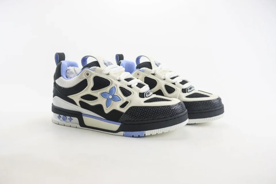 Louis Vuitton Trainer sneaker white black blue leather mesh athletic shoes