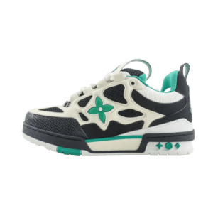 Louis Vuitton LV Trainer sneaker white black green leather mesh athletic shoe
