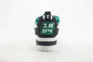 Louis Vuitton LV Trainer sneaker green black white leather with branded heel patch