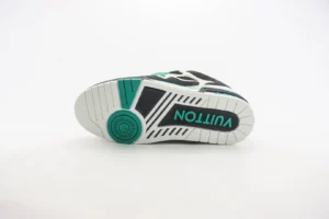 Louis Vuitton LV Trainer sneaker black white teal leather and mesh outsole detail