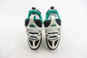 Louis Vuitton Arc Trainer black white green mesh leather sneakers with LV heart logo