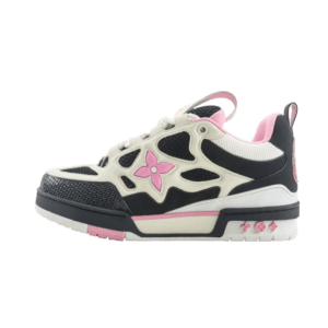 Louis Vuitton LV Trainer sneaker black white pink leather mesh athletic shoe
