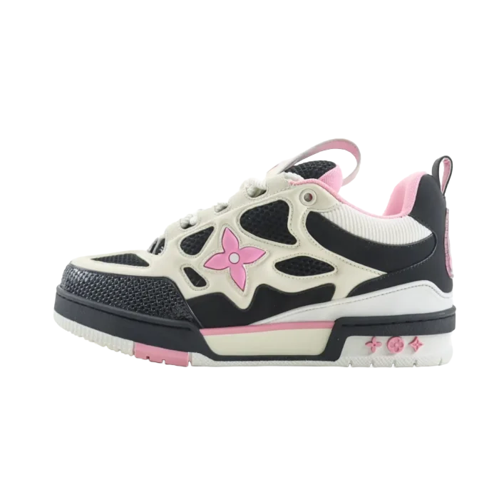 Louis Vuitton LV Trainer sneaker black white pink leather mesh athletic shoe